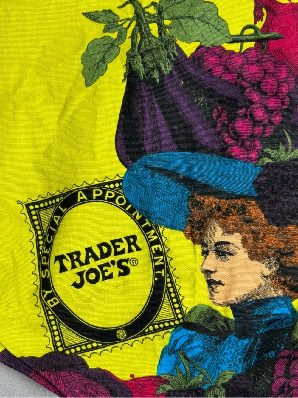 VTG Trader Joes Tote Fruit Lady By Special Appointment Reusable Canvas Bag - Picture 3 of 10